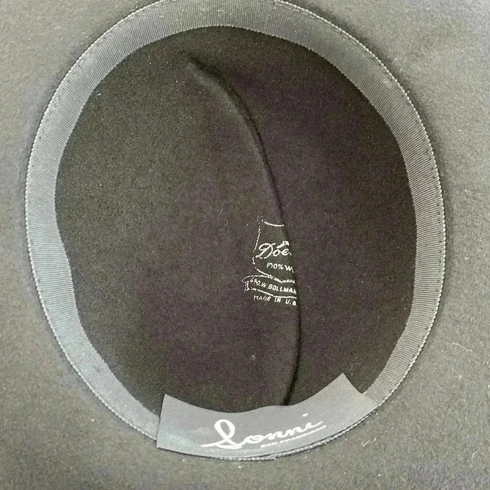 Black Wool Hat Doeskin Felt 100% Wool Made in USA - Picture 7 of 11
